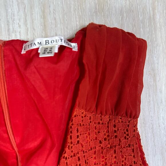 Uttam Boutique Eyelet Lace Sleeveless Mini Casual Everyday Summer Dress 10/12 - Picture 3 of 16